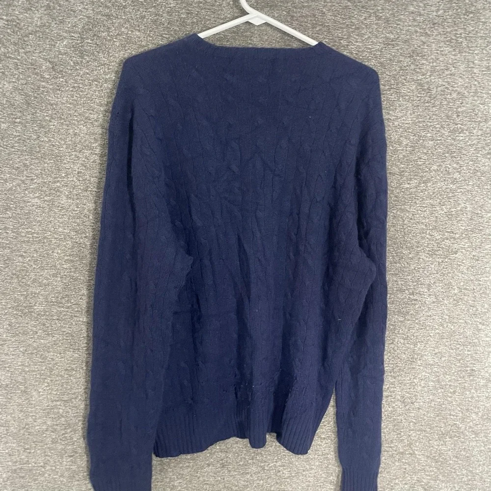 Polo By Ralph Lauren Sweater Mens XL Blue 100% Cashmere Cable Knit Pullover